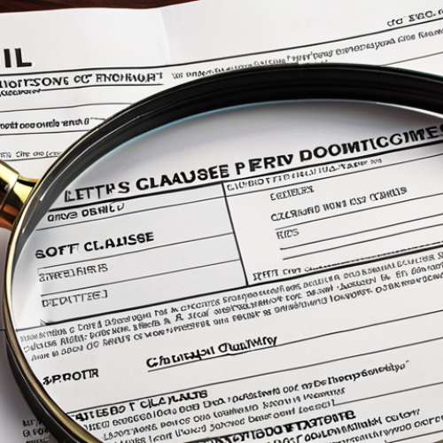 ** A stack of Letter of Credit documents with magnifying glass highlighting ambiguous clauses like "subject to buyer's approval," with a frustrated exporter looking on. The scene depicts a "soft clause" trap in L/C terms.

**