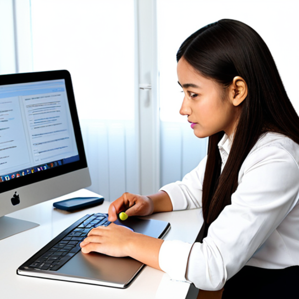 A focused young professional, fully clothed in a modest business casual outfit, sitting at a clean desk in a brightly lit, modern home office. The individual is looking at a laptop screen displaying a language learning application interface, with a grammar textbook and an open notebook nearby. A tablet shows a professional translation tool. The scene emphasizes dedication to learning and mastering business English through modern tools and diligent study, showcasing the journey from initial challenges to confident communication. The subject has perfect anatomy, correct proportions, and a natural pose, with well-formed hands and proper finger count. safe for work, appropriate content, fully clothed, professional dress, family-friendly, high quality, studio lighting.