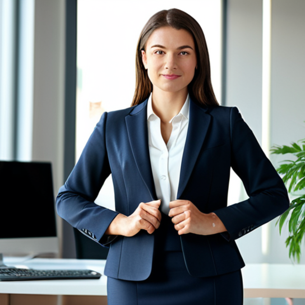 무역영어를 활용한 다양한 성공 사례 - Professional Portrait**

A confident businesswoman stands in a modern, sunlit office. She wears a ta...