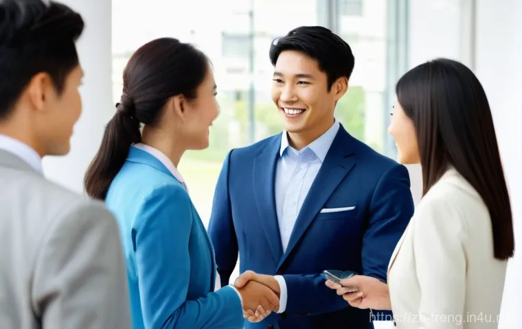무역영어 자격증과 해외 취업 - **Prompt 2: Golden Key to Global Opportunities - Collaborative Learning**
    A bright, well-lit mod...