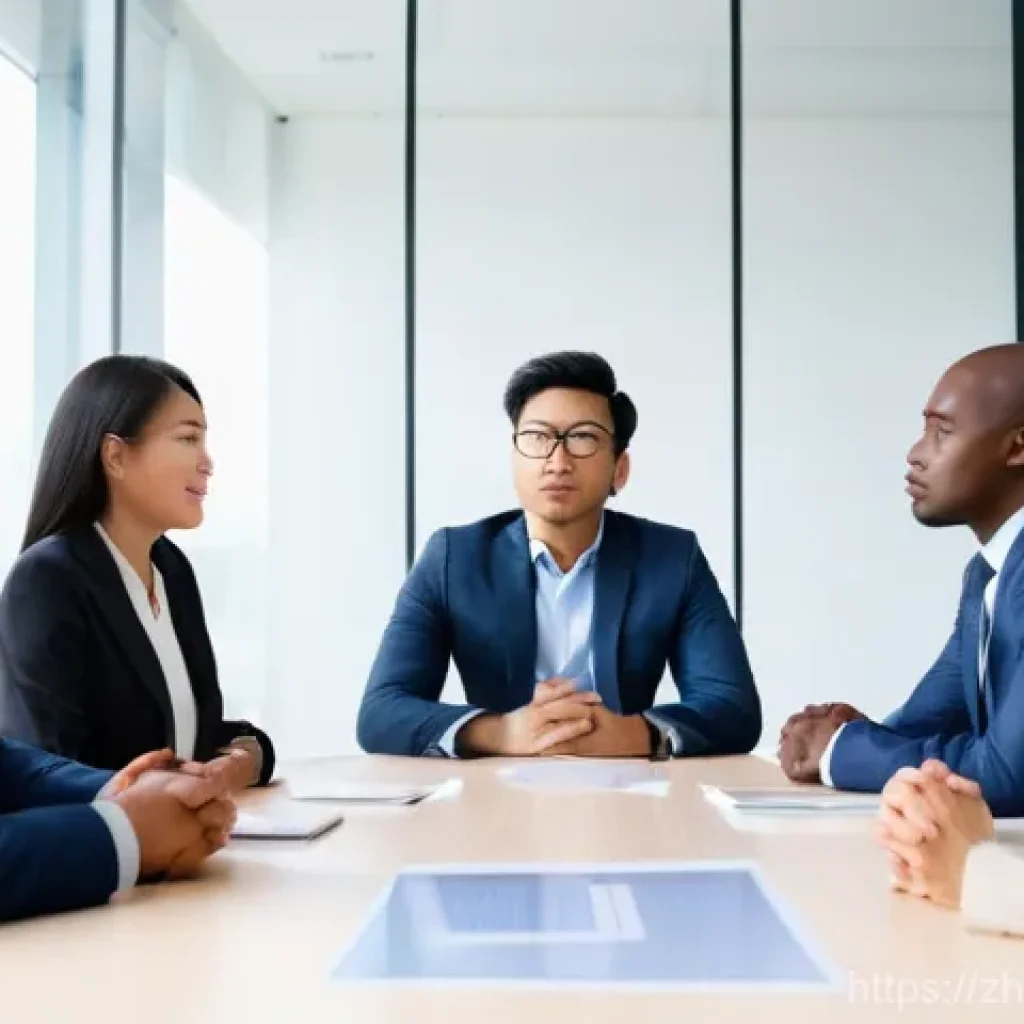 무역영어 학습에서 필수적으로 알아야 할 점 - **Prompt:** A diverse group of five international business professionals, consisting of men and wome...