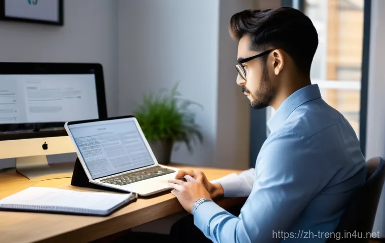 무역영어 학습에서 필요한 자료 준비 - A focused young professional, of diverse background, sitting at a modern desk in a well-lit home off...