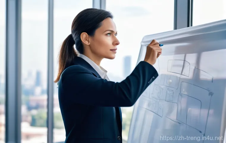 무역영어 시험 대비로 얻는 추가적인 스킬 - **Prompt 2: Chart Presentation and Interpretation**
    "A dynamic business meeting in a spacious, g...