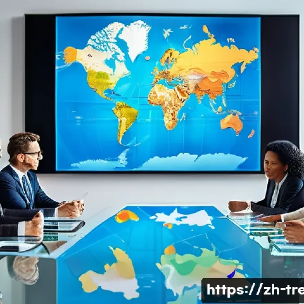 무역영어와 통관 절차 이해 - A diverse group of modern business professionals from different countries, dressed in smart business...