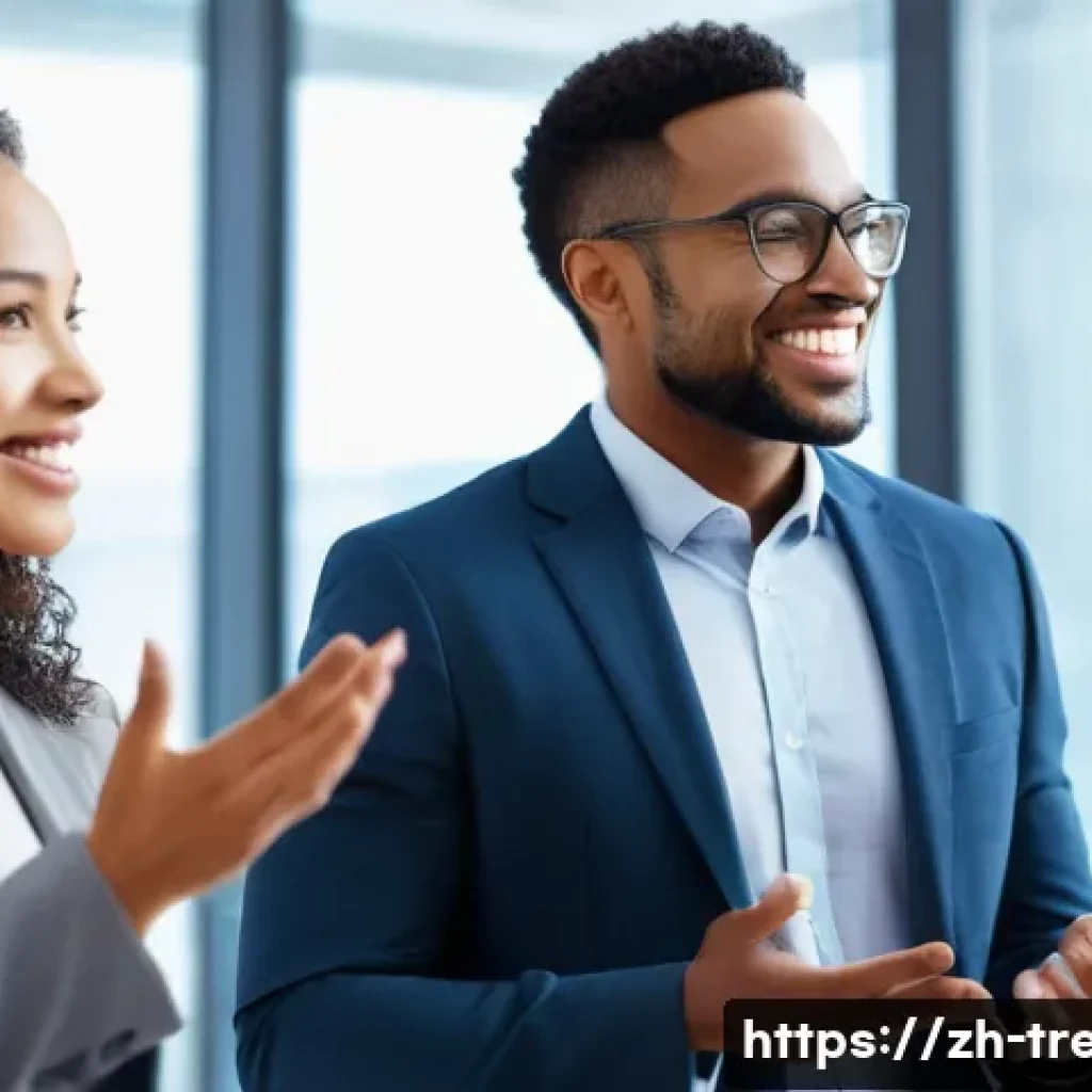 무역영어와 디지털 무역의 미래 - **Prompt:** A diverse group of 4-5 international business professionals (men and women of various et...