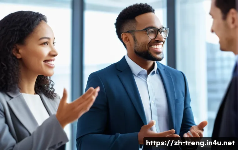 무역영어와 디지털 무역의 미래 - **Prompt:** A diverse group of 4-5 international business professionals (men and women of various et...
