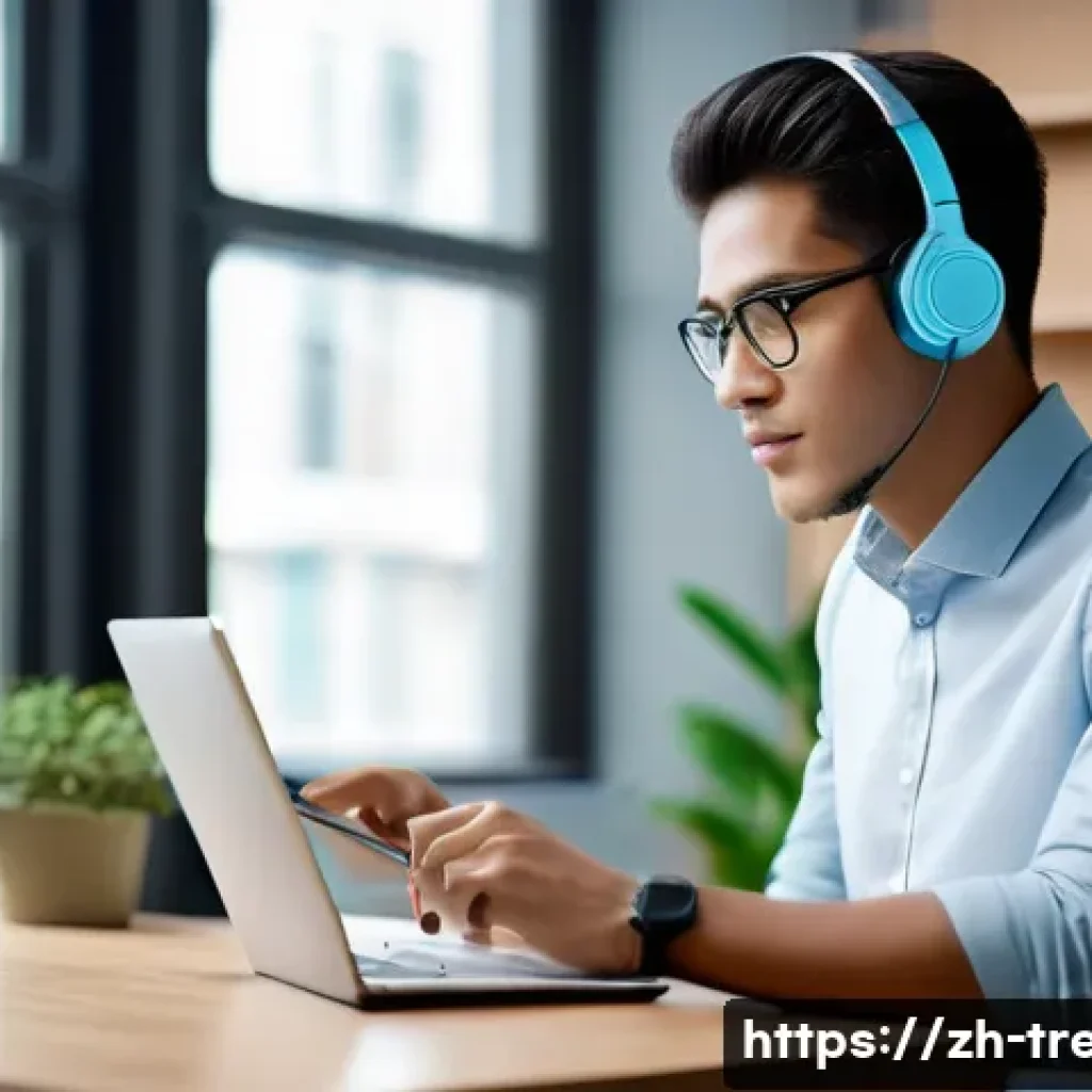 무역영어 실기시험 준비 과정 공유 - **Prompt:** A young adult, dressed in comfortable yet smart casual attire, sits at a contemporary st...