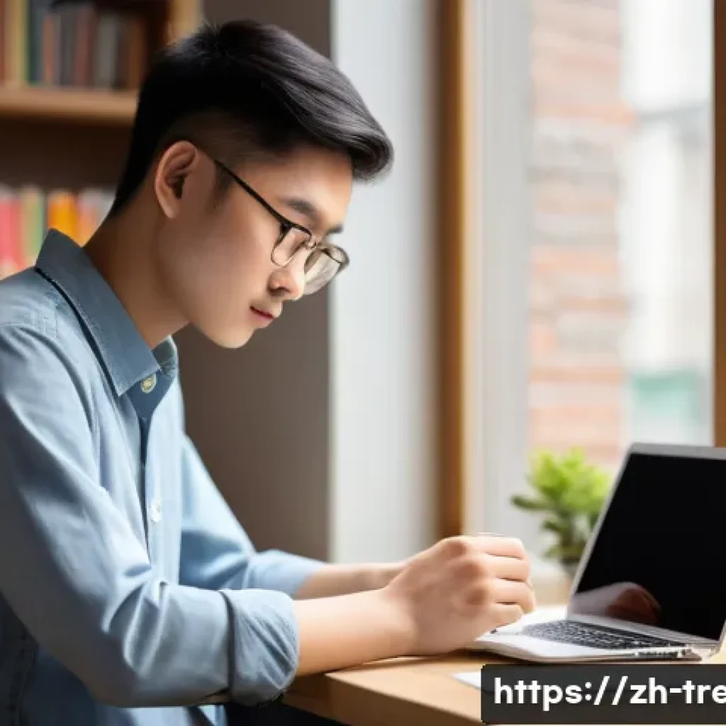 무역영어 필기시험과 실기시험의 학습 균형 - A modern study desk scene featuring a young Chinese student focused on efficient exam preparation fo...