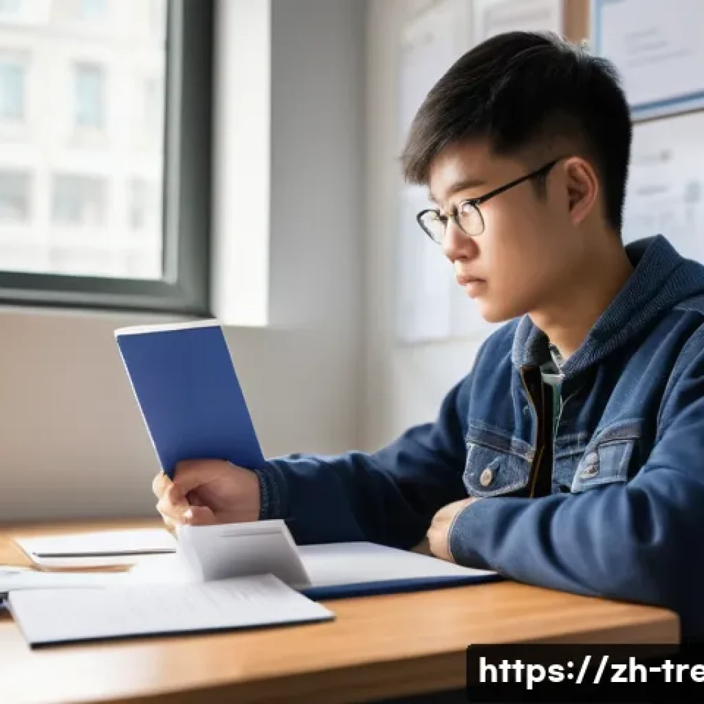 무역영어 시험에서 성공하는 노하우 - A modern study room scene focused on professional trade English exam preparation: a young Chinese st...