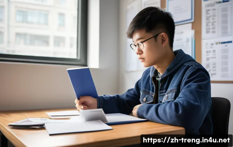 무역영어 시험에서 성공하는 노하우 - A modern study room scene focused on professional trade English exam preparation: a young Chinese st...
