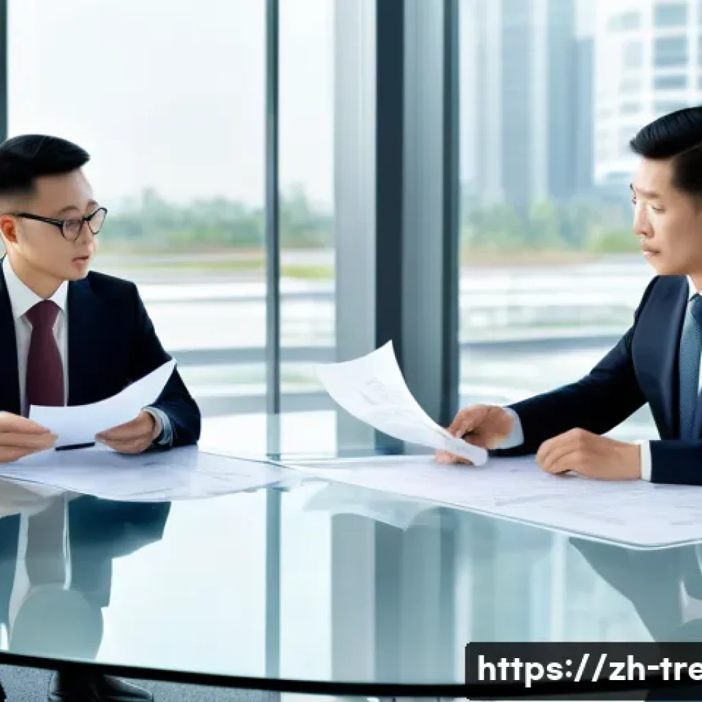 무역영어를 활용한 국제 무역 사례 분석 - A professional international trade contract negotiation scene in a modern office, showing two busine...