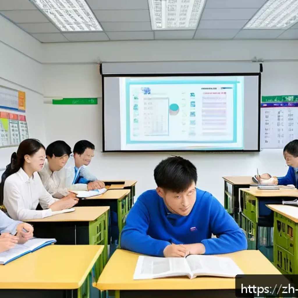 무역영어 필기와 실기 차별화 학습법 - A modern classroom scene focused on international trade English exam preparation for Chinese-speakin...