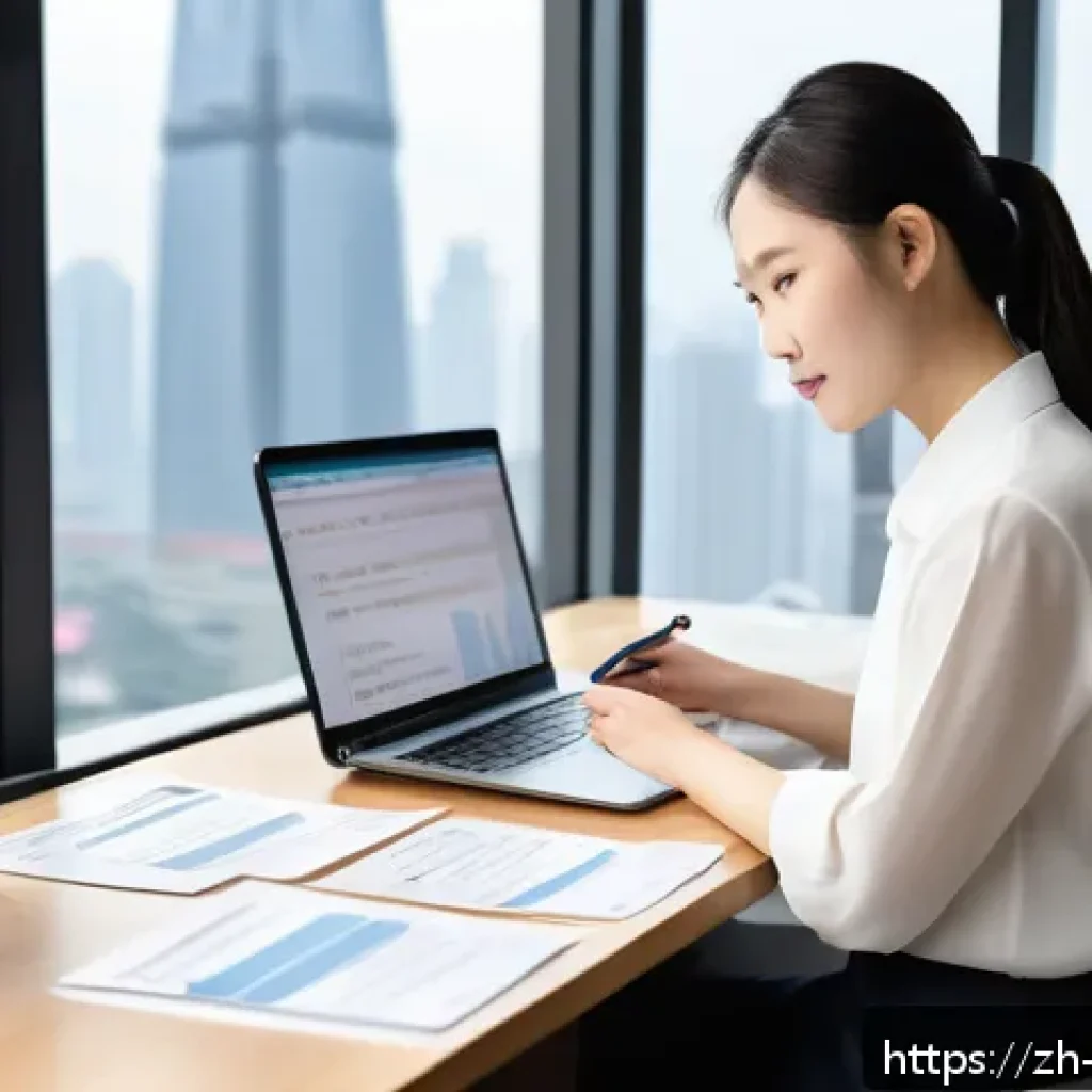 무역영어 실기시험 준비의 주요 체크리스트 - A modern, clean office scene featuring a young Chinese business professional studying international ...