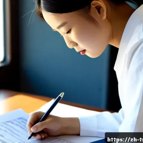 무역영어 필기시험 예상 문제와 정답 해설 - Photorealistic study scene for an international trade English written exam, a focused young Chinese ...