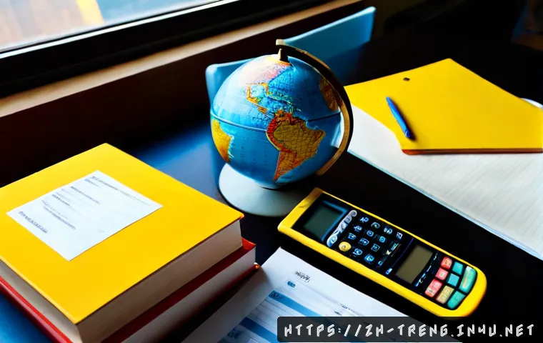 무역영어 시험 대비 모의고사 작성 방법 - Photorealistic study desk for preparing a mock international trade English exam, adult learner’s han...